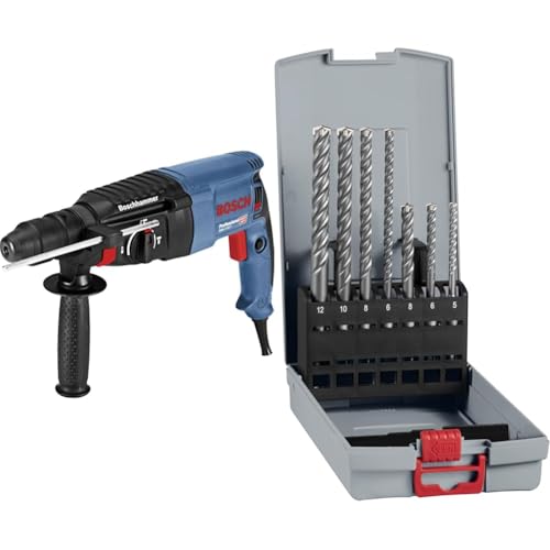 Bosch Professional GBH 2-26 F SDS-Plus-Bohrhammer 830W incl. suitcase + 7X PRO SDS plus-5X Hammer Drill Bit Set (for Concrete, Lime and Sand Bricks, Ø 5-12 mm, Accessory Rotary Hammer, Breakers) von Bosch Professional