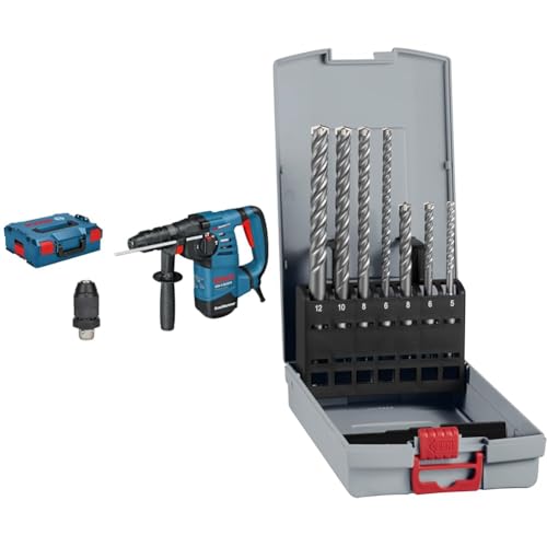 Bosch Professional GBH 3-28 DFR Rotary Hammer (800 W, max impact energy: 3.1 J, SDS plus quick-change chuck) + 7X PRO SDS plus-5X Hammer Drill Bit Set (for Concrete, Lime and Sand Bricks, Ø 5-12 mm) von Bosch Professional