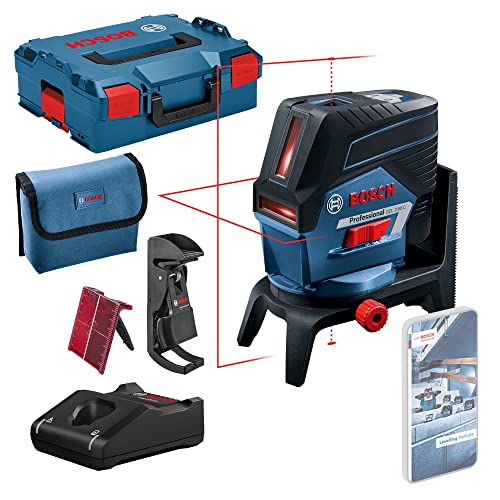 Bosch Professional 12V System Kreuzlinienlaser GCL 2-50 C (1x Akku 12V + Ladegerät, roter Laser, Innenbereich, mit App-Funktion, Halterung, Klammer, Arbeitsbereich: bis 20 m, in L-BOXX) von Bosch Professional