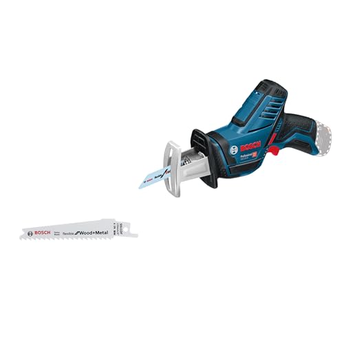 Bosch Professional 12V System Akku Säbelsäge GSA 12V-14 (Schnitttiefe Holz/Metallprofile: 65/50 mm, inkl. 2 Sägeblätter, ohne Akkus und Ladegerät, im Karton) von Bosch Professional