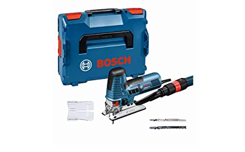 Bosch Professional Stichsäge GST 160 CE (Leistung 800 Watt, inkl. Absaugadapter, Spanreißschutz, 1x Stichsägeblatt T 144 DP 1x Stichsägeblatt T 244 D 1x Stichsägeblatt T 308 BP, Einlage, L-BOXX) von Bosch Professional