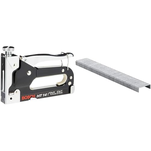 Bosch Professional Handtacker HT 14 (Holz, Klammertyp 41) & 2609255819 DIY Klammern Typ 53 11.4 x 0.74 x 6 mm von Bosch Professional