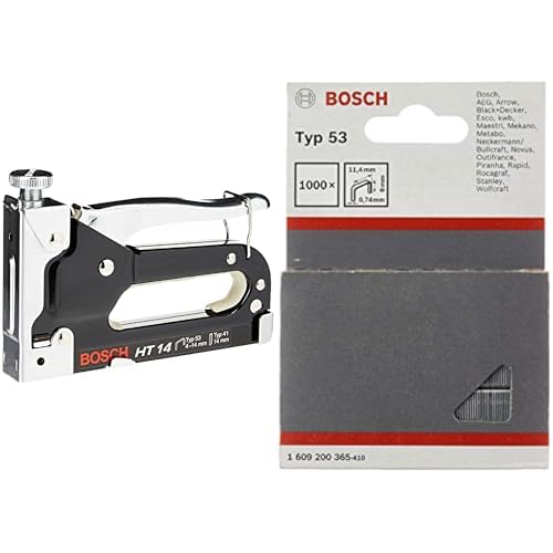 Bosch Professional Handtacker HT 14 (Holz, Klammertyp 53) & 1609200365 1000 Tackerklammern 8/11,4 mm Typ5 von Bosch Professional