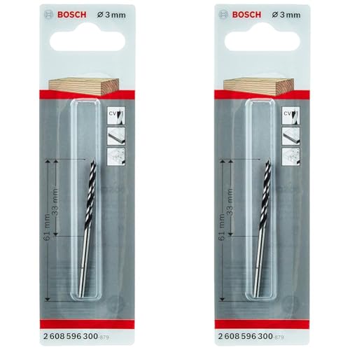Bosch Professional Holzspiralbohrer, Durchmesser: 3/Gesamtlänge in mm: 61 (Packung mit 2) von Bosch Professional