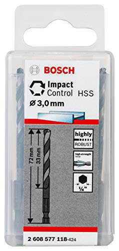 Bosch Professional 1x Impact Control HSS Spiralbohrer (für Metall, 3 x 33 x 72 mm, Zubehör Schlagbohrmaschine) von Bosch