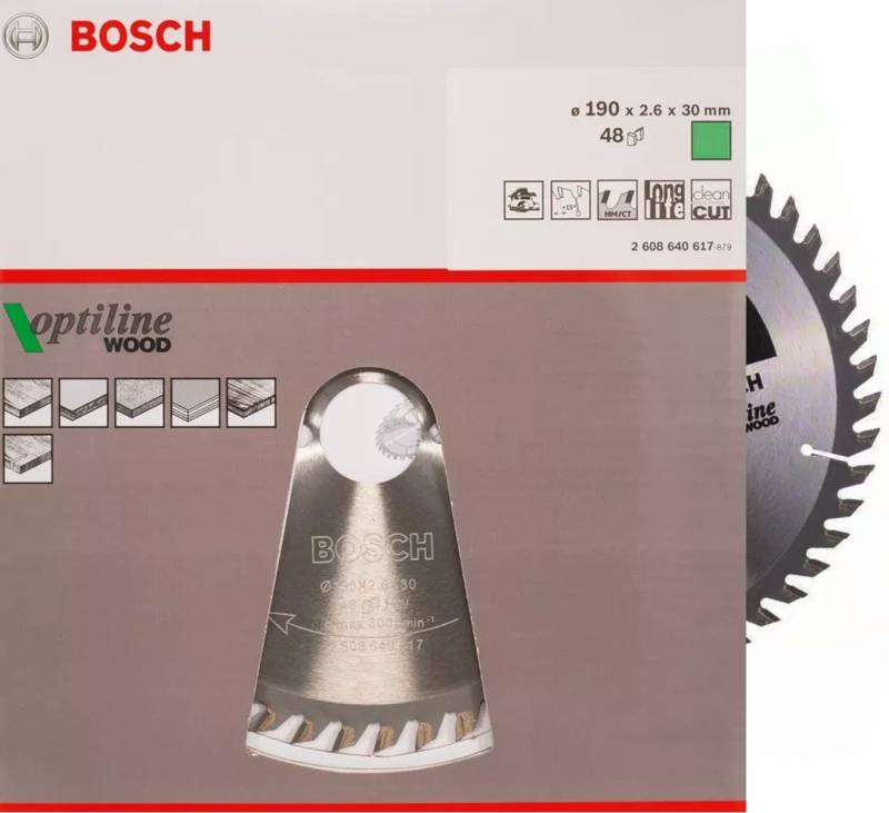 Bosch Professional Kreissägeblatt Bosch Kreissägeblatt 190x30x2,6mm 48 Z Optiline Wood Handkreissäge von Bosch Professional