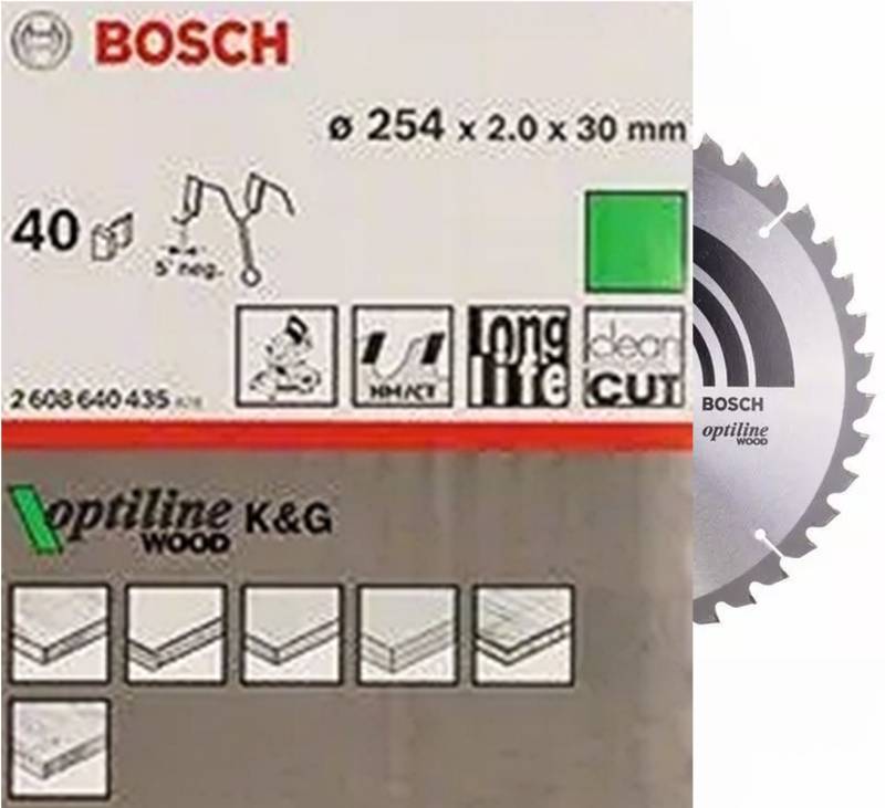 Bosch Professional Kreissägeblatt Bosch Kreissägeblatt 254 x 30 x 2 mm, 40 Zahn Optiline Wood, Holz von Bosch Professional