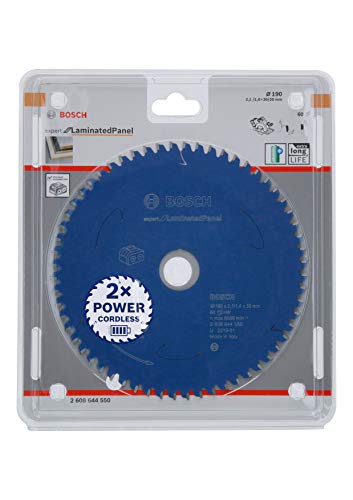 Bosch Accessories 1x Kreissägeblatt Expert for Laminated Panel (Spanplatten, Sägeblatt Ø 190 x 30 x 2,1 mm, 60 Zähne, Zubehör Akku Kreissäge) von Bosch Accessories