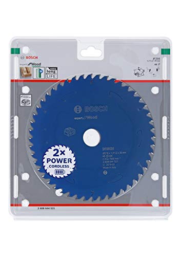 Bosch Accessories 2608644521 Kreissägeblatt Expert for Wood (Holz, 48 Zähne, Zubehör Akku Kreissäge), Blue, 216 mm von Bosch