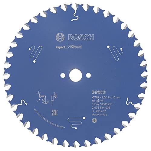 Bosch Professional 1x Kreissägeblatt Expert for Wood (Holz, Sägeblatt Ø 184 x 16 x 2,6 mm, 40 Zähne, Zubehör Kreissäge) von Bosch Accessories