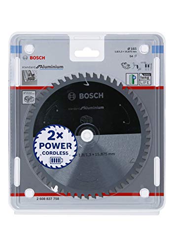 Bosch Professional 1x Kreissägeblatt Standard for Aluminium (Aluminium, Sägeblatt Ø 165 x 15,875 x 1,8 mm, 54 Zähne, Zubehör Akku Kreissäge) von Bosch Professional