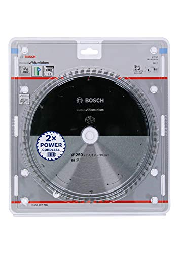 Bosch Professional 1x Kreissägeblatt Standard for Aluminium (Aluminium, Sägeblatt Ø 250 x 30 x 2,4 mm, 68 Zähne, Zubehör Akku Kreissäge) von Bosch Professional