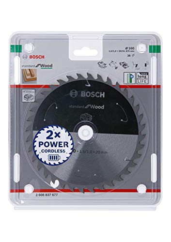 Bosch Professional 1x Kreissägeblatt Standard for Wood (Holz, Sägeblatt Ø 160 x 20 x 1,5 mm, 36 Zähne, Zubehör Akku Kreissäge) von Bosch Accessories