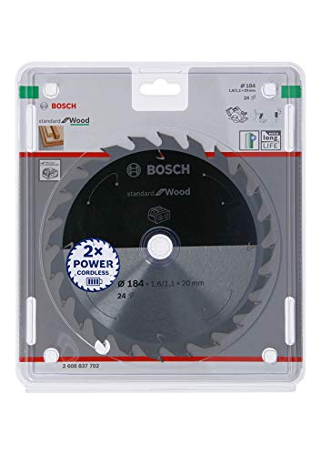 Bosch Professional 1x Kreissägeblatt Standard for Wood (Holz, Sägeblatt Ø 184 x 20 x 1,6 mm, 24 Zähne, Zubehör Akku Kreissäge) von Bosch Accessories