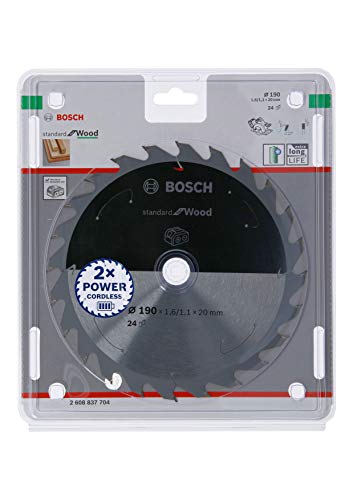 Bosch Professional 1x Kreissägeblatt Standard for Wood (Holz, Sägeblatt Ø 190 x 20 x 1,6 mm, 24 Zähne, Zubehör Akku Kreissäge) von Bosch Accessories