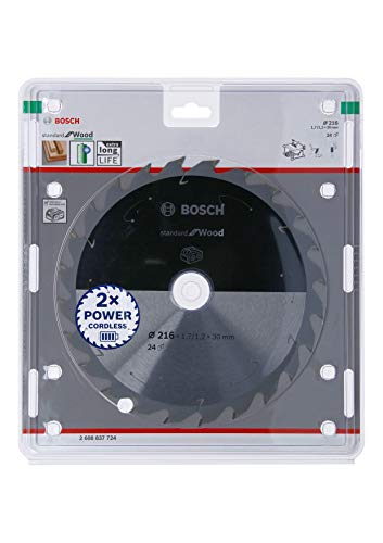 Bosch Professional 1x Kreissägeblatt Standard for Wood (Holz, Sägeblatt Ø 216 x 30 x 1,7 mm, 24 Zähne, Zubehör Akku Kreissäge) von Bosch Accessories