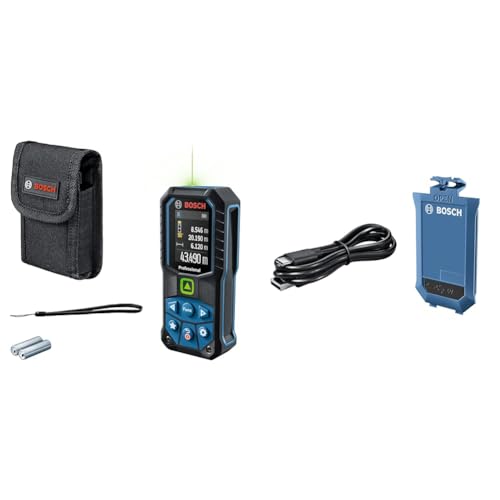 Bosch Professional Laser-Entfernungsmesser GLM 50-23 G (grüner Laser, Neigungssensor, Reichweite: bis zu 50 m, robust, IP65, ± 1,5 mm, 2X AA-Batterie, Schlaufe) + GLM Lithium-Ionen-Akku BA 3.7V 1.0Ah von Bosch Professional