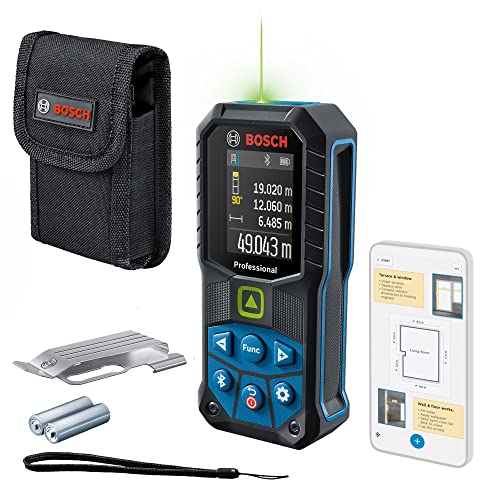 Bosch Professional Laser-Entfernungsmesser GLM 50-27 CG + Gürtelclip (grüner Laser, Reichweite: bis 50 m, IP65, Bluetooth-Datenübertragung, 2 AA-Batterien, Schlaufe, Tasche) – Amazon Exclusive Set von Bosch Professional