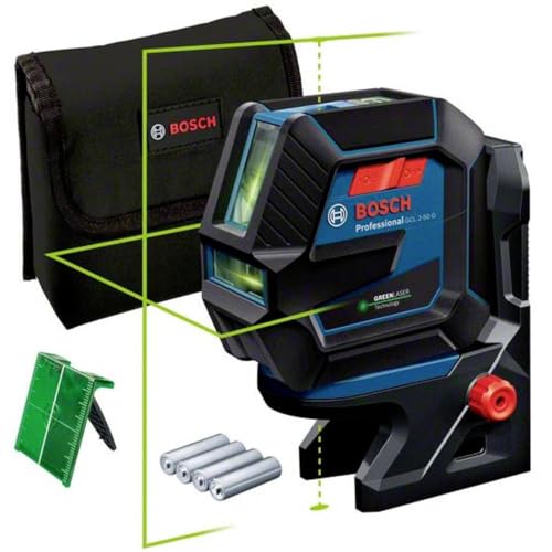 Bosch Professional Kreuzlinienlaser GCL 2-50 G (grüner Laser, Innenbereich, Halterung RM 10, sichtbarer Arbeitsbereich: bis 15 m, 4x AA-Batterie, in Kartonschachtel) von Bosch Professional