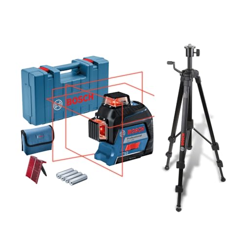 Bosch Professional Linienlaser GLL 3-80 + Bosch Professional Stativ für Laser und Nivellier BT 150 von Bosch Professional