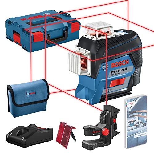 Bosch Professional 12V System Linienlaser GLL 3-80 C (1x Akku 12V, Universalhalterung BM 1, m. App-Funktion, roter Laser, Innenbereich, max. Arbeitsbereich: 30 m, Tasche, in L-BOXX) von Bosch Professional