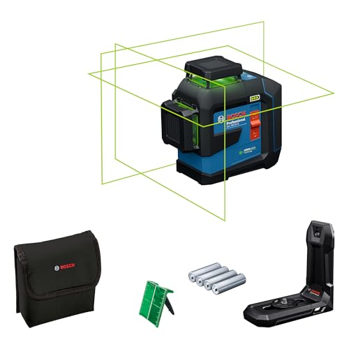 Bosch Professional Linienlaser GLL 80-33 G (Halterung LB 10, grüner Laser, Arbeitsbereich 100 m (Radius) Empfänger, Dual Power Source, 4x1.5V LR6 Batterien, Schutztasche) von Bosch Professional