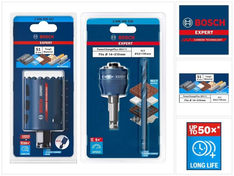 Bosch Professional Lochsäge EXPERT Tough Material Lochsägen Starter Set 51 x 60 mm Carbide (2608 Bosch Professional Lochsäge EXPERT Tough Material Lochsägen Starter Set 51 x 60 mm Carbide (2608 von Bosch Professional