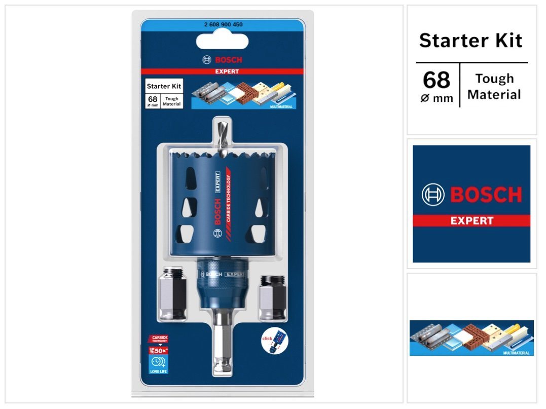 Bosch Professional Lochsäge EXPERT Tough Material Lochsägen Starter Set 68 x 60 mm Carbide (2608 von Bosch Professional