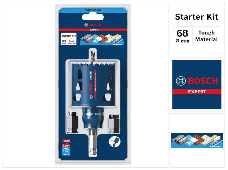 Bosch Professional Lochsäge EXPERT Tough Material Lochsägen Starter Set 68 x 60 mm Carbide (2608 von Bosch Professional