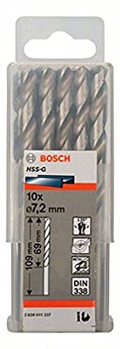 Bosch Accessories Bosch Professional 10x HSS-G Metallbohrer (für Metall, Ø 7,2 mm, Robust Line, Zubehör Bohrmaschine) von Bosch Accessories