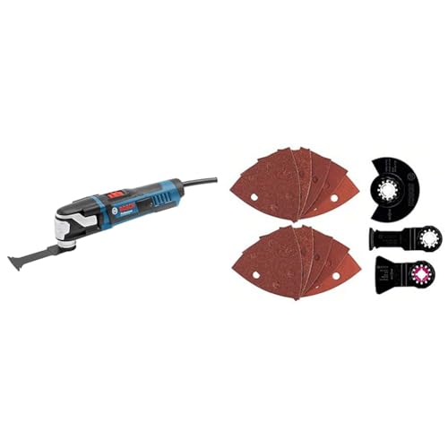Bosch Professional Multi-Cutter GOP 40-30 (Starlock-Werkzeugaufnahme, inkl. BIM Tauchsägeblatt, im Karton) + 13tlg. Starlock Universal-Set (für Holz, Metall, Farbe, Sägen, Schleifen, und Schaben) von Bosch Professional