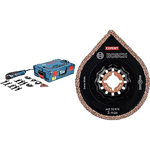 Bosch Professional Multitool GOP 40-30 (400 Watt, Starlock Plus, in L-BOXX) +1x Schleifplatte Expert 3 max AVZ 70 RT4 (für Mörtel, Ø 70 mm, Zubehör Multifunktionswerkzeug) von Bosch Professional