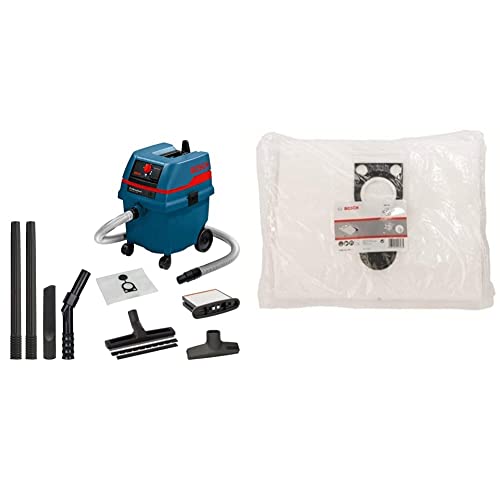 Bosch Professional Nass-/Trockensauger Gas 25 L SFC (inkl. Grobschmutzdüse) + 5 STK Papierfilterbeutel Gas 25 VPE von Bosch Professional