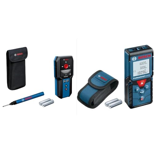 Bosch Professional Ortungsgerät GMS 120-27 (Ortet nicht-magnetisches Metall, magnetisches Metall, Spannungsleitungen, Holz) & Laser Entfernungsmesser GLM 40 (bis zu 40 m, 2x 1,5-V Batterien) von Bosch Professional