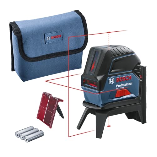 Bosch Professional Kreuzlinienlaser GCL 2-15 (roter Laser, Innenbereich, mit Lotpunkten, Arbeitsbereich: 15 m, 3x AA Batterien, Drehhalterung RM 1, Laserzieltafel, Schutztasche) von Bosch Professional