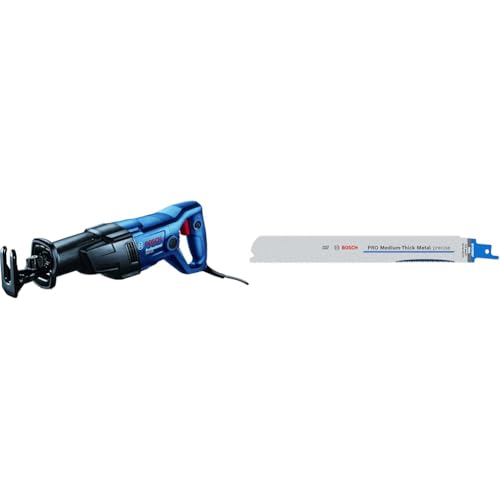 Bosch Professional Säbelsäge GSA 120 + 2x PRO Medium-Thick Metal S1137BEF precise Säbelsägeblatt (für Rohre und Profile aus Metall, Nichteisenmetalle, Länge 225 mm, Professional Zubehör Säbelsäge) von Bosch Professional