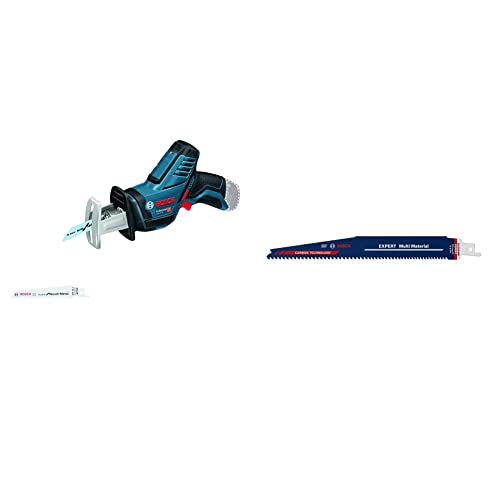 Bosch Professional Säbelsäge GSA 12V-14 (inkl. 2 Sägeblätter, ohne Akkus und Ladegerät) + 1x Expert ‘Multi Material’ S 1156 XHM Säbelsägeblatt (für Gusseisen, Länge 225 mm, Zubehör Säbelsäge) von Bosch Professional