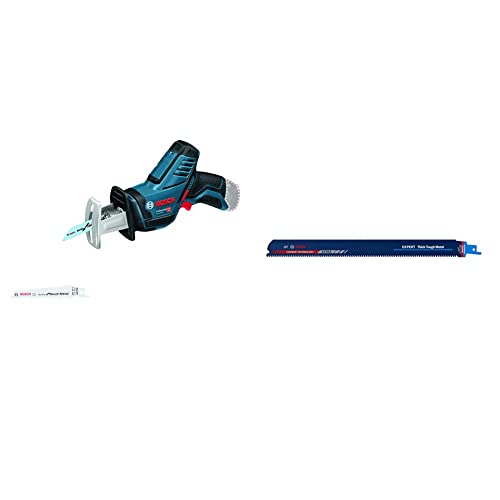 Bosch Professional Säbelsäge GSA 12V-14 (inkl. 2 Sägeblätter, ohne Akkus und Ladegerät) + 1x Expert ‘Thick Tough Metal’ S 1155 CHC Säbelsägeblatt (für Zäher Stahl, Gusseisen, 225 mm, Zubehör) von Bosch Professional