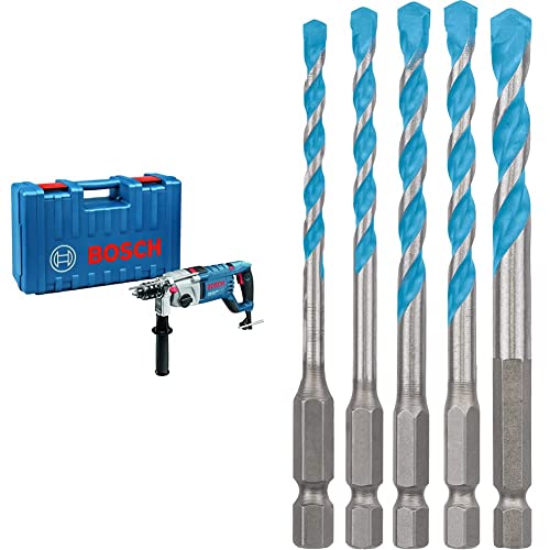 Bosch Professional Schlagbohrmaschine GSB 162-2 RE (inkl. Zusatzhandgriff, im Handwerkerkoffer) + 5x Expert HEX-9 MultiConstruction Bohrer Set (für Beton, Ø 4-8 mm, Zubehör) von Bosch Professional