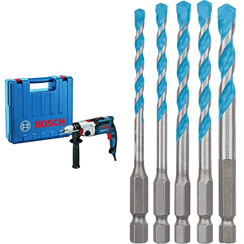 Bosch Professional Schlagbohrmaschine GSB 21-2 RCT (Bohr-Ø in Beton: 13-22 mm, Zusatzhandgriff, im Koffer) + 5x Expert HEX-9 MultiConstruction Bohrer Set (für Beton, Ø 4-8 mm, Zubehör) von Bosch Professional