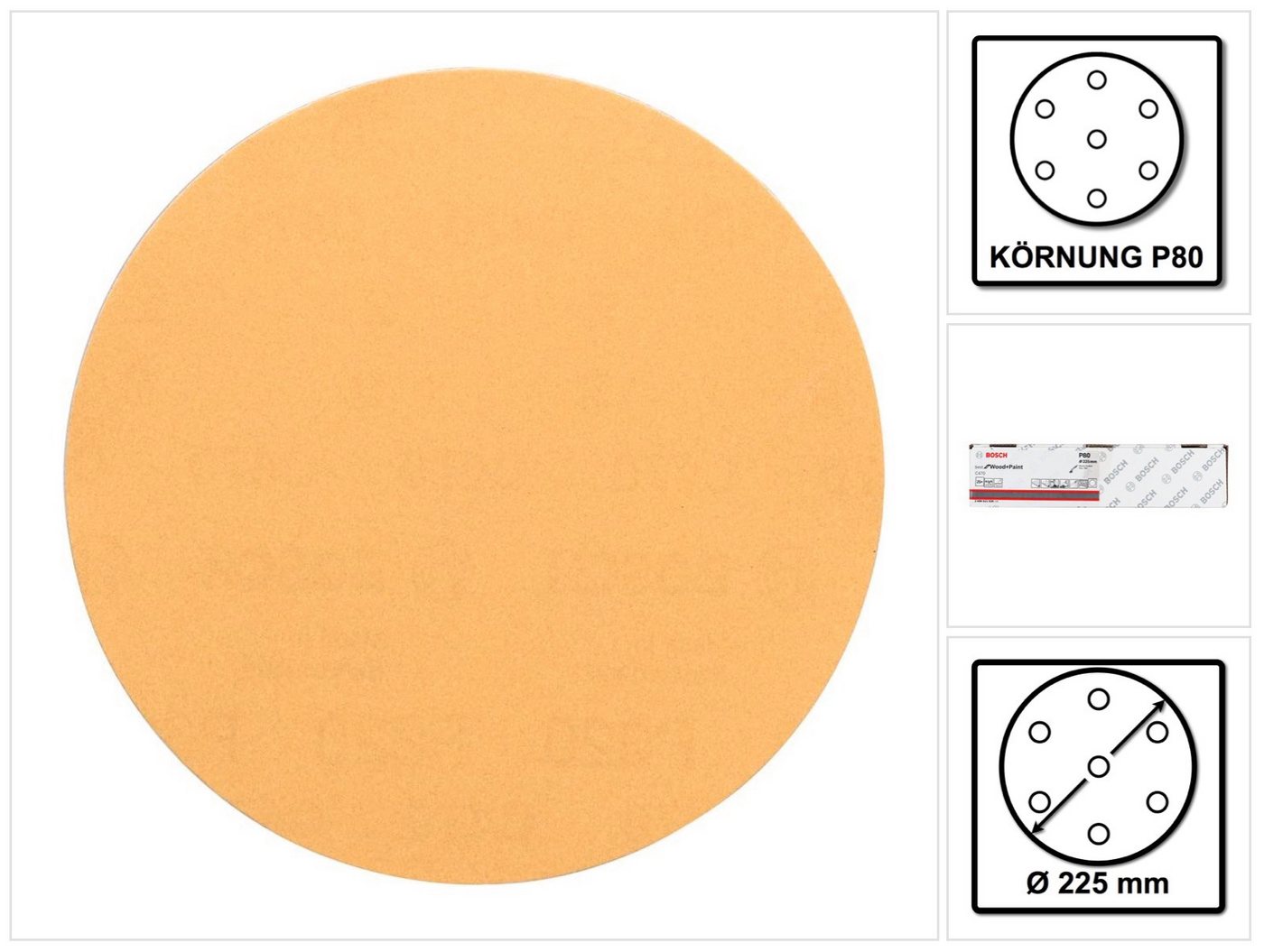 Bosch Professional Schleifscheibe Best for Wood and Painting C470 Schleifscheiben Set 225 mm P 80 25 St Bosch Professional Schleifscheibe Best for Wood and Painting C470 Schleifscheiben Set 225 mm P 80 25 St von Bosch Professional