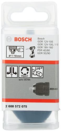 Bosch Accessories Professional Schnellspannbohrfutter (2 Hülsen, Spannbereich 1 - 10 mm, Aufnahme 1/4" - Außensechskantschaft, Rechts- und Linkslauf, Zubehör Akku Schrauber) von Bosch Accessories