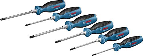 Bosch Professional 6 tlg. Schraubendreher Set (Kreuz- und Schlitzschraubenzieher, durchgehende Stahlklinge und Stahlkappe) von Bosch Professional