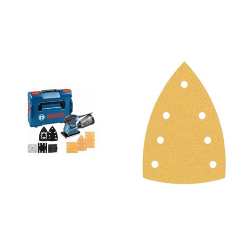 Bosch Professional Schwingschleifer GSS 160-1 A Multi (1,6 mm Schwingkreis-Ø, in L-BOXX) + 10x Schleifpapier Expert C470 mit 7 Löchern (für Hartholz, Farbe auf Holz, 100x150 mm, Körnung 80, Zubehör) von Bosch Professional