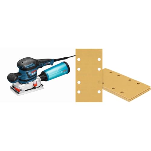 Bosch Professional Schwingschleifer GSS 230 AVE (inkl. Microfilterbox, Zusatzhandgriff, im Karton) + 10x Schleifpapier Expert C470 mit 8 Löchern (für Hartholz, Farbe auf Holz, Körnung 120) von Bosch Professional