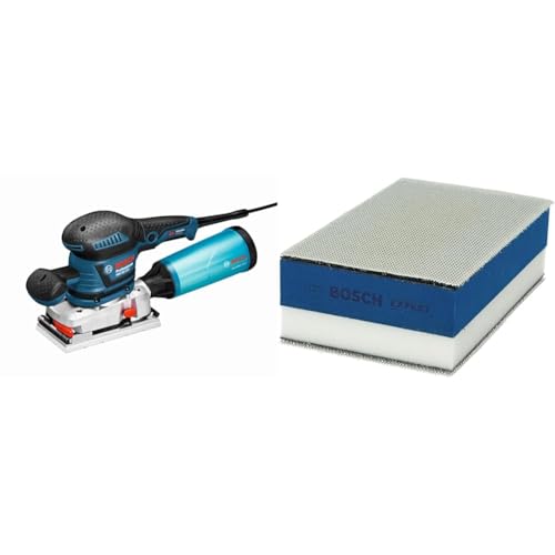 Bosch Professional Schwingschleifer GSS 230 AVE Karton, 0.601.292.802 + 1x Expert Dual Density Handschleifblock (für Holz, 80x 133 mm, inkl. M480 Schleifnetz 2xP80/2xP120/1xP180, Zubehör) von Bosch Professional