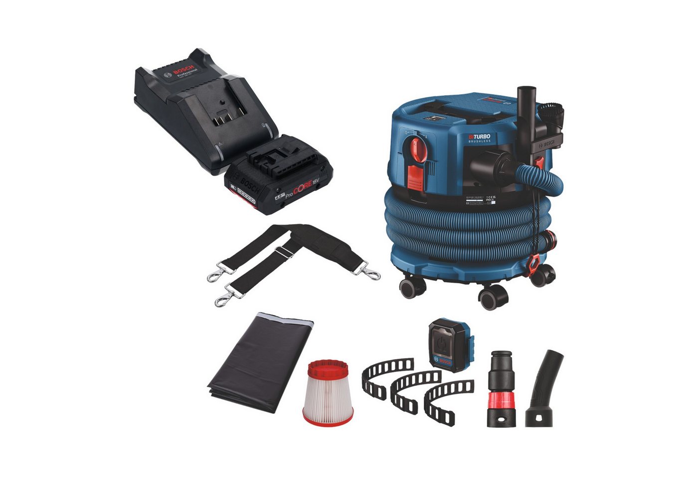 Bosch Professional Staubabsauger GAS 18V-12 MC BITURBO Brushless + 1x ProCore Akku 4,0 Ah + Lader von Bosch Professional