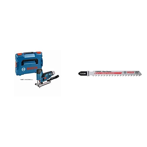 Bosch Professional Stichsäge GST 12V-70 (2x Sägeblatt, Gleitschuh, Spanreißschutz, ohne Akku Ladegerät, in L-BOXX) + 3x Expert ‘Fiber Plaster’ T 141 HM (Faserzementplatten, Gipskartonplatte, 100 mm) von Bosch Professional