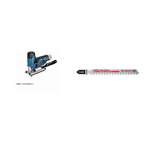 Bosch Professional Stichsäge GST 12V-70 (2x Sägeblatt, ohne Akkus und Ladegerät) + 3x Expert ‘Fiber Plaster’ T 141 HM Stichsägeblatt (Faserzementplatten, Gipskartonplatte, 100 mm, Zubehör) von Bosch Professional