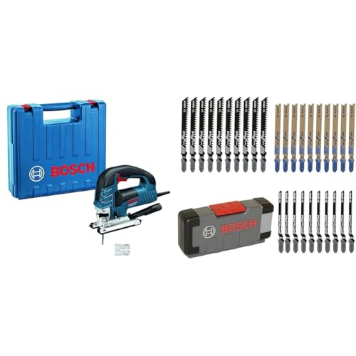 Bosch Professional Stichsäge GST 150 BCE (780 Watt, Hubzahl bei Leerlauf: 500 – 3.100 min-1, im Koffer) + 30tlg. Stichsägeblatt Set Basic for Wood and Metal (für Holz und Metall, Zubehör) von Bosch Professional